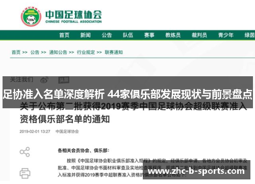 足协准入名单深度解析 44家俱乐部发展现状与前景盘点